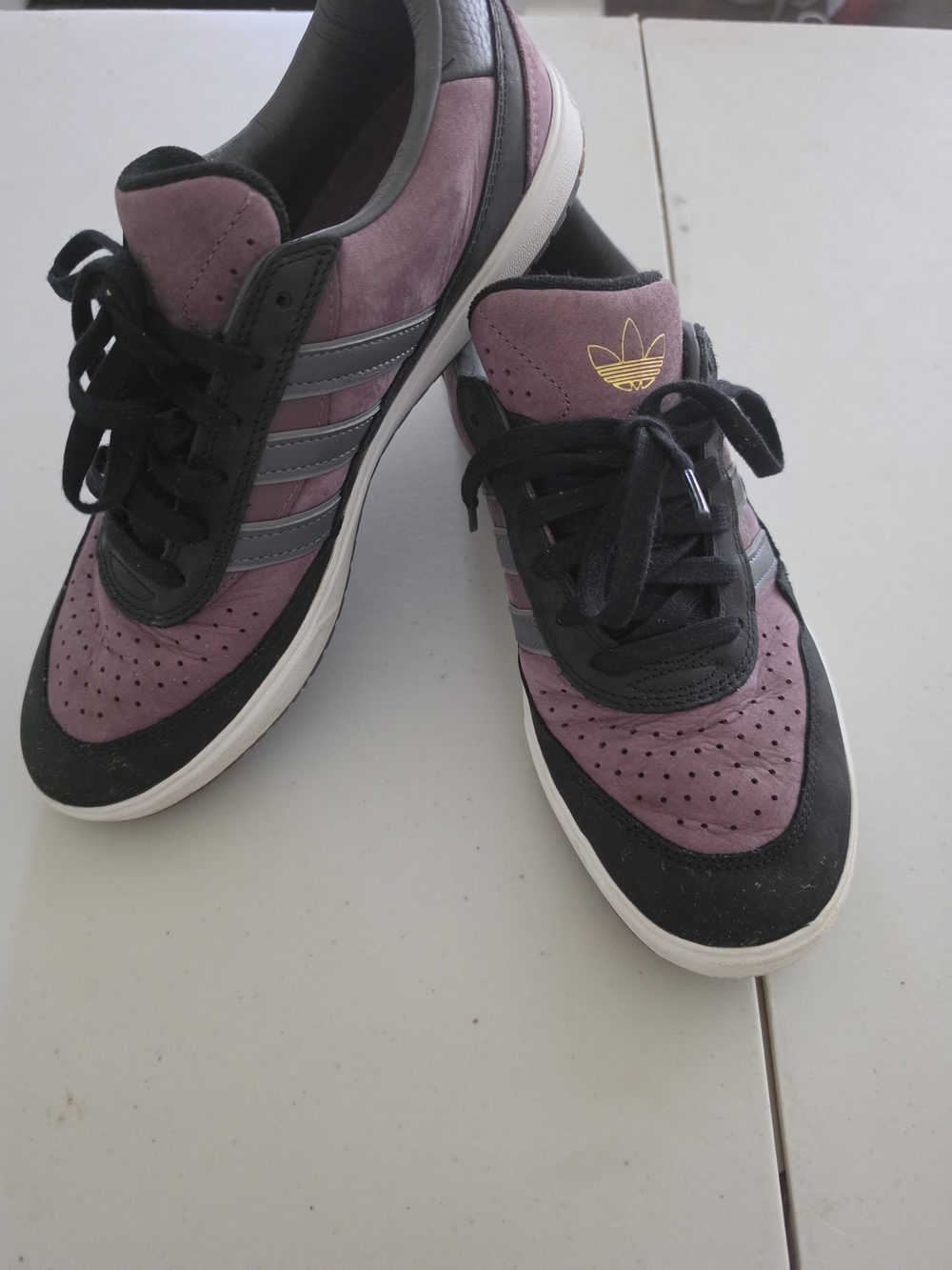 adidas Purple and Black Suede Low-Top Sneakers